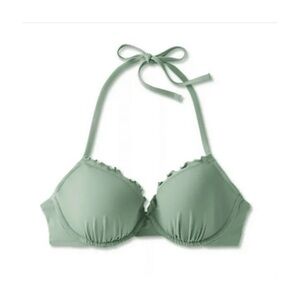 Shade & Shore Halter Push-Up bikini top in wasabi Green